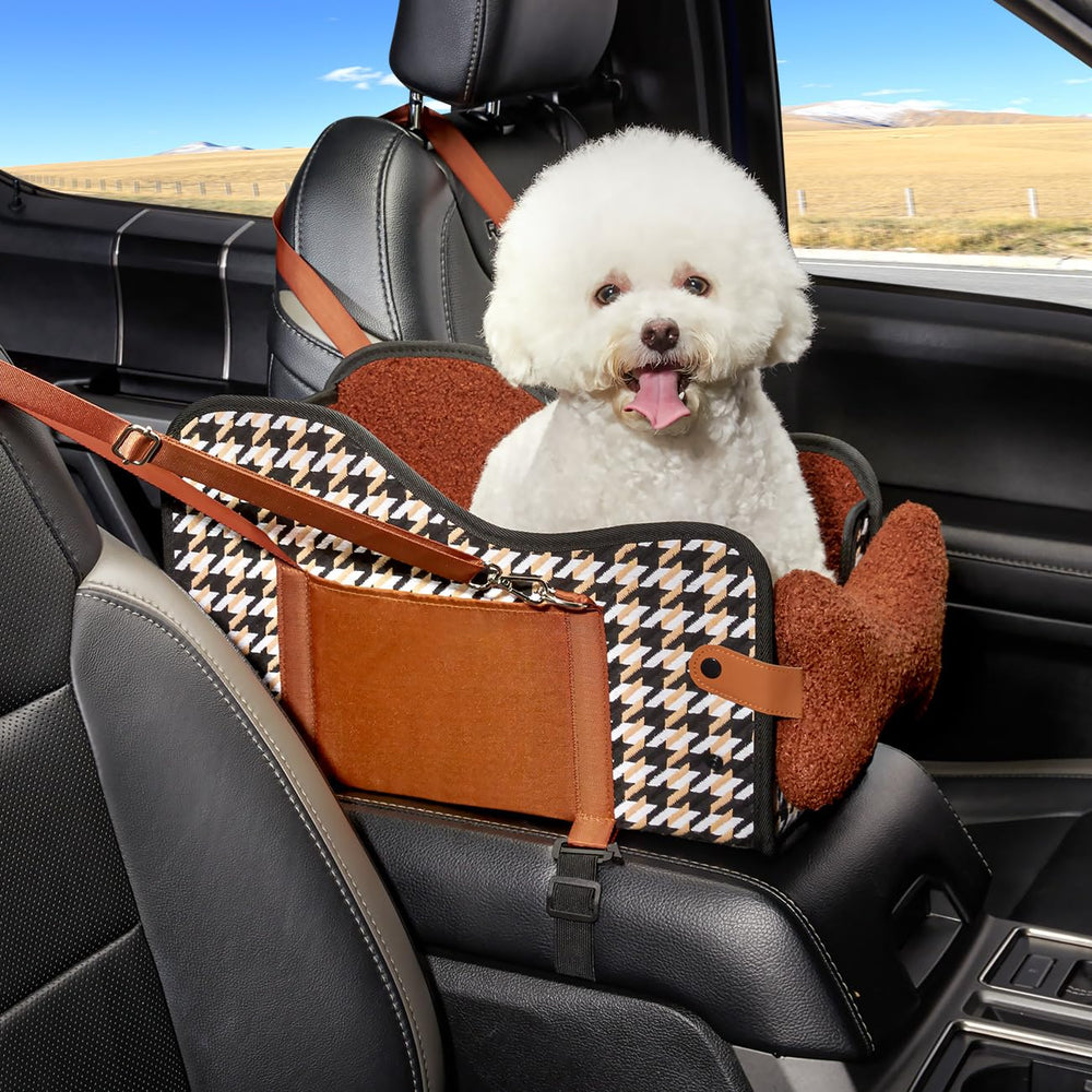 TKYZ center-console dog car seat window view enhances travel comfort for small dogs.