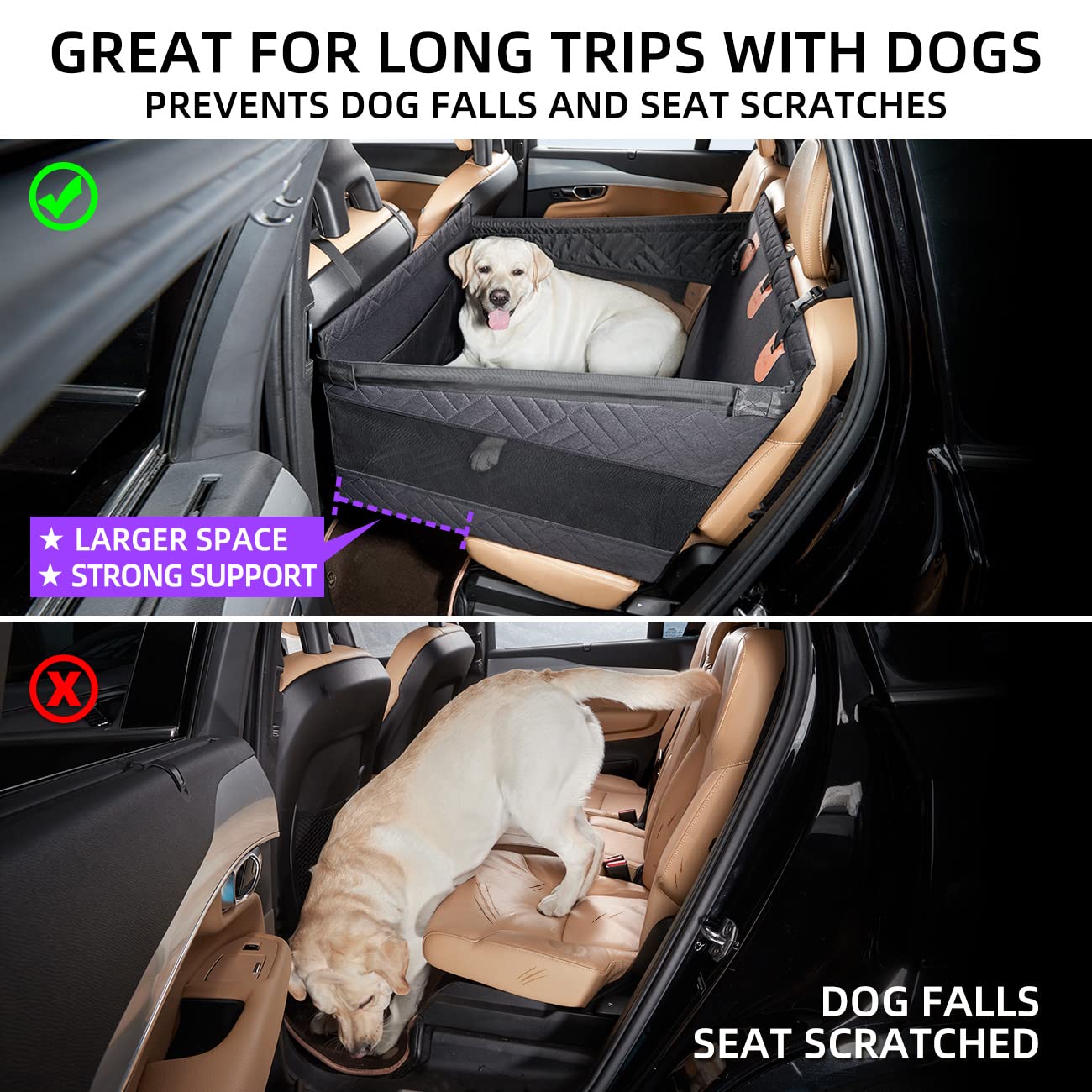 TKYZ dog car seat non-slip sides keep bed secure during drives