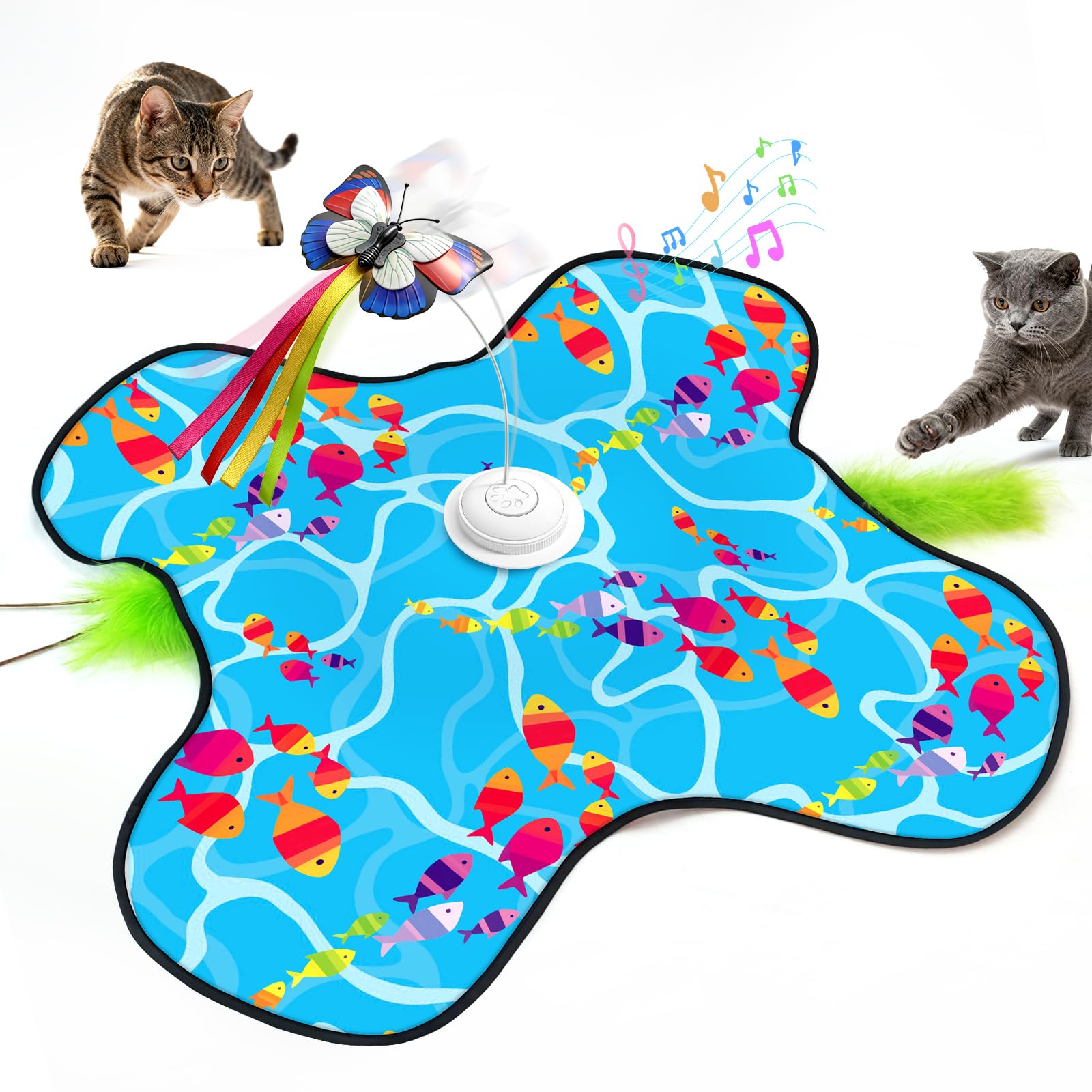 Tlaijiang interactive cat toy butterfly dance keeps indoor cats entertained with fluttering motion.