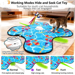 Tlaijiang interactive cat toy feather wand reveals concealed feathers for playful hide-and-seek.