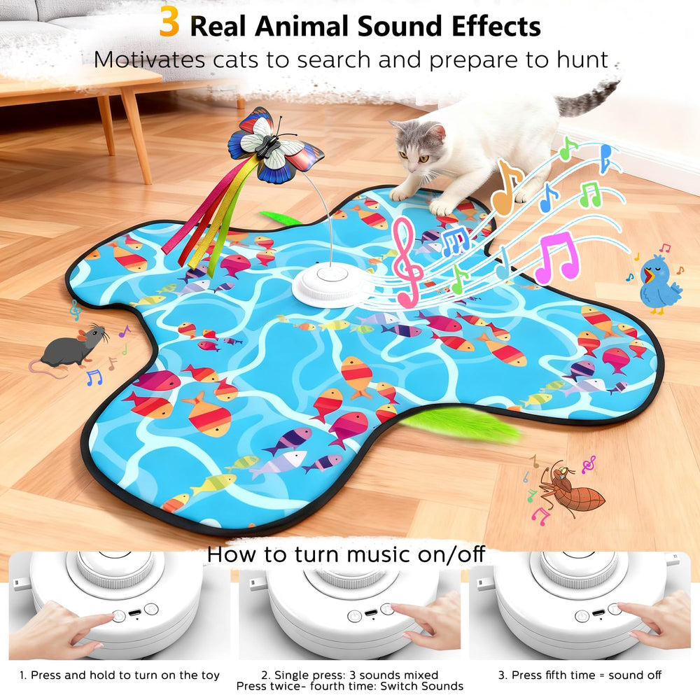 Tlaijiang interactive cat toy USB-C recharge shows convenient power for long sessions.