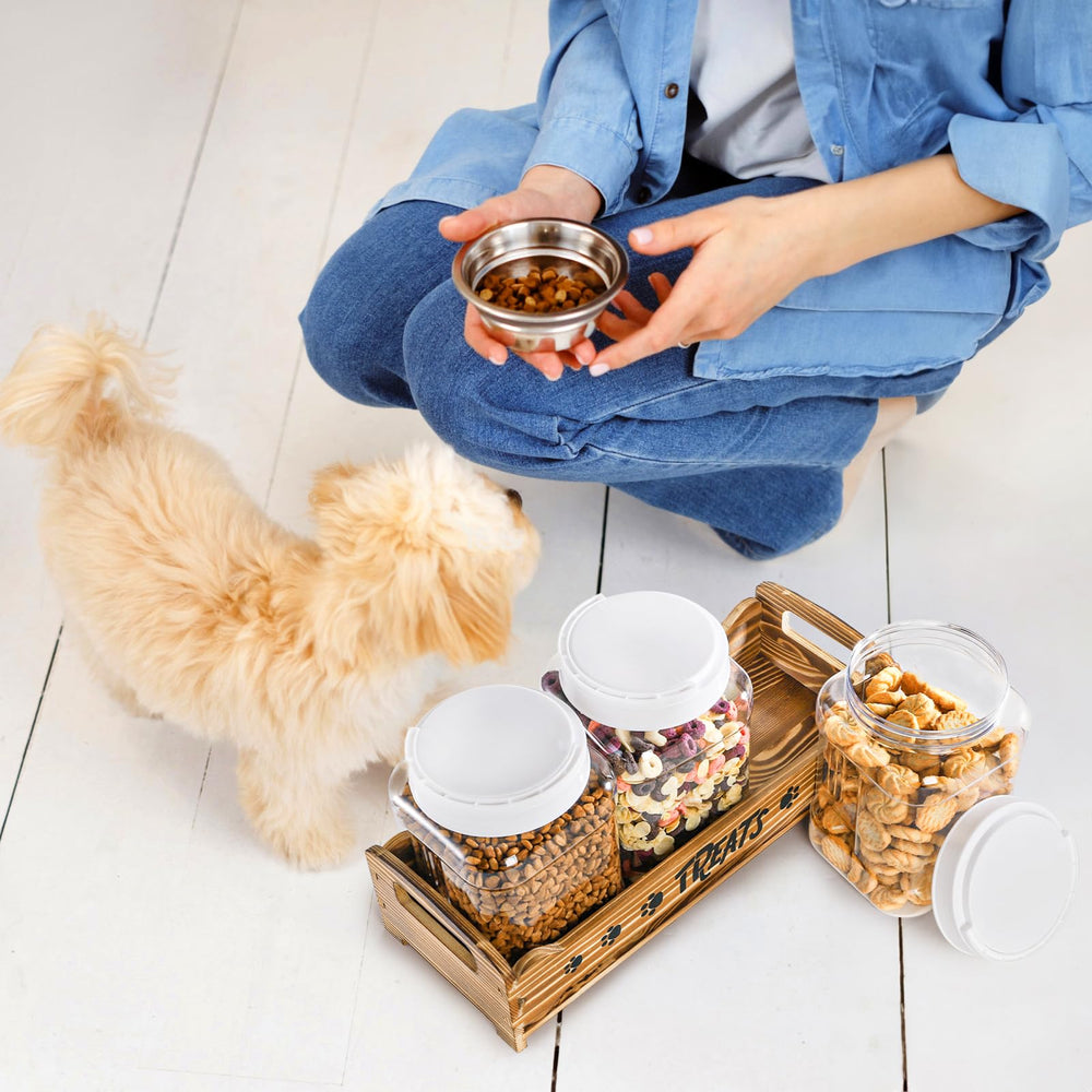 Tlence three-jar system keeps pet snacks organized on the counter