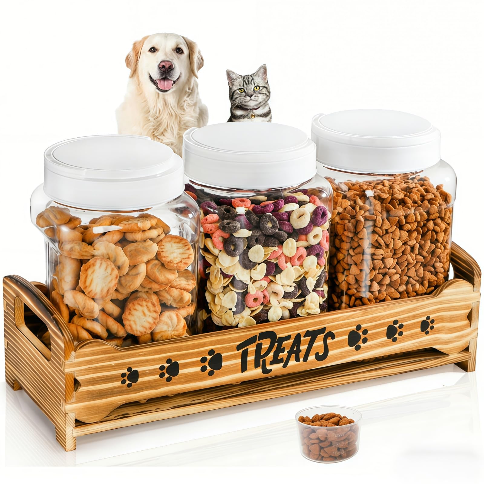 Tlence dog treats container three jars on countertop organize snacks