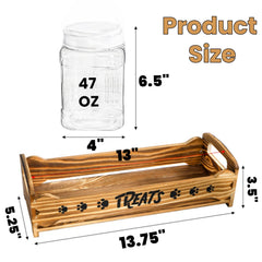Tlence dog treats container wooden stand elevates storage with rustic charm on kitchen counter