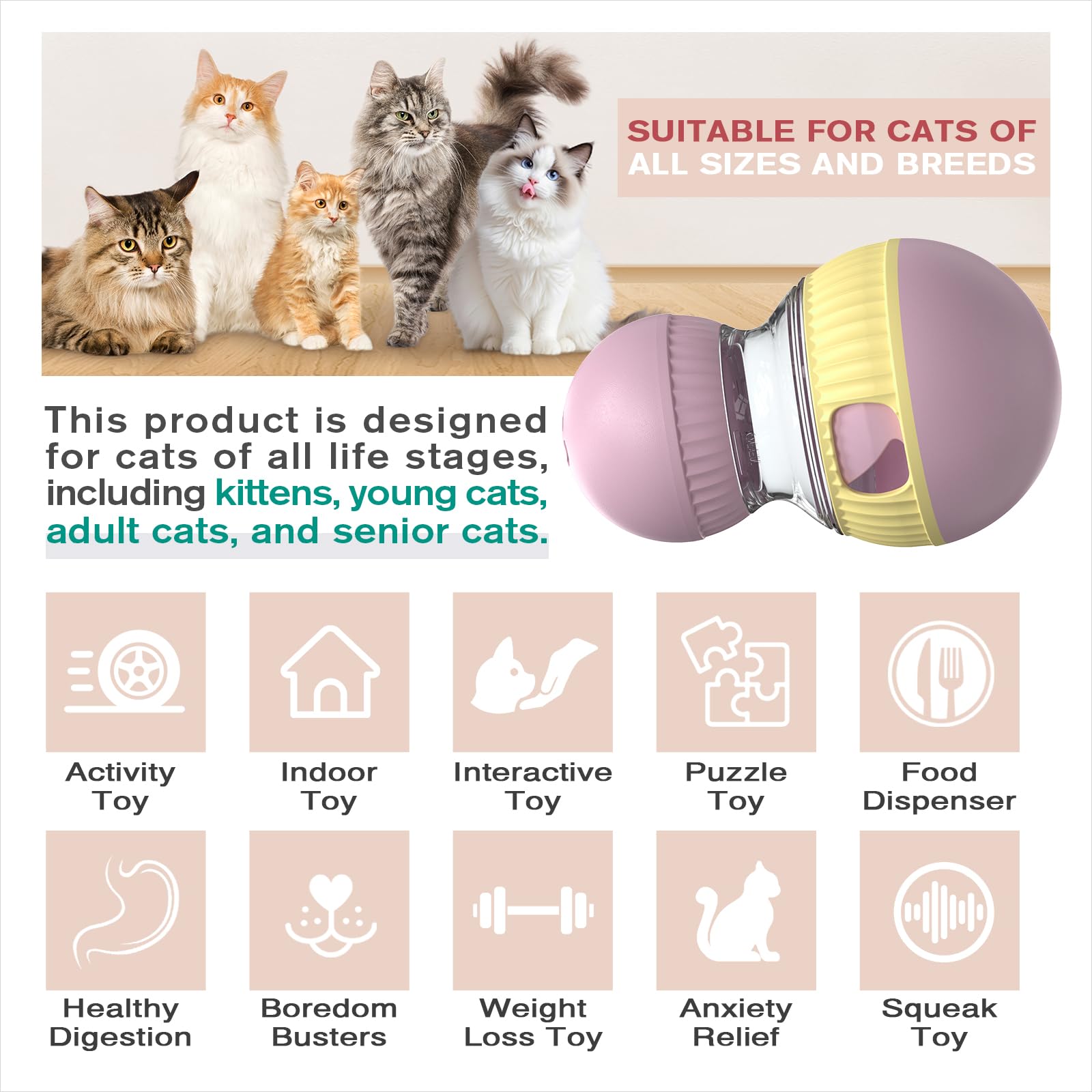TLKNG interactive puzzle feeder toy challenges cats with moving treats and enrichment.