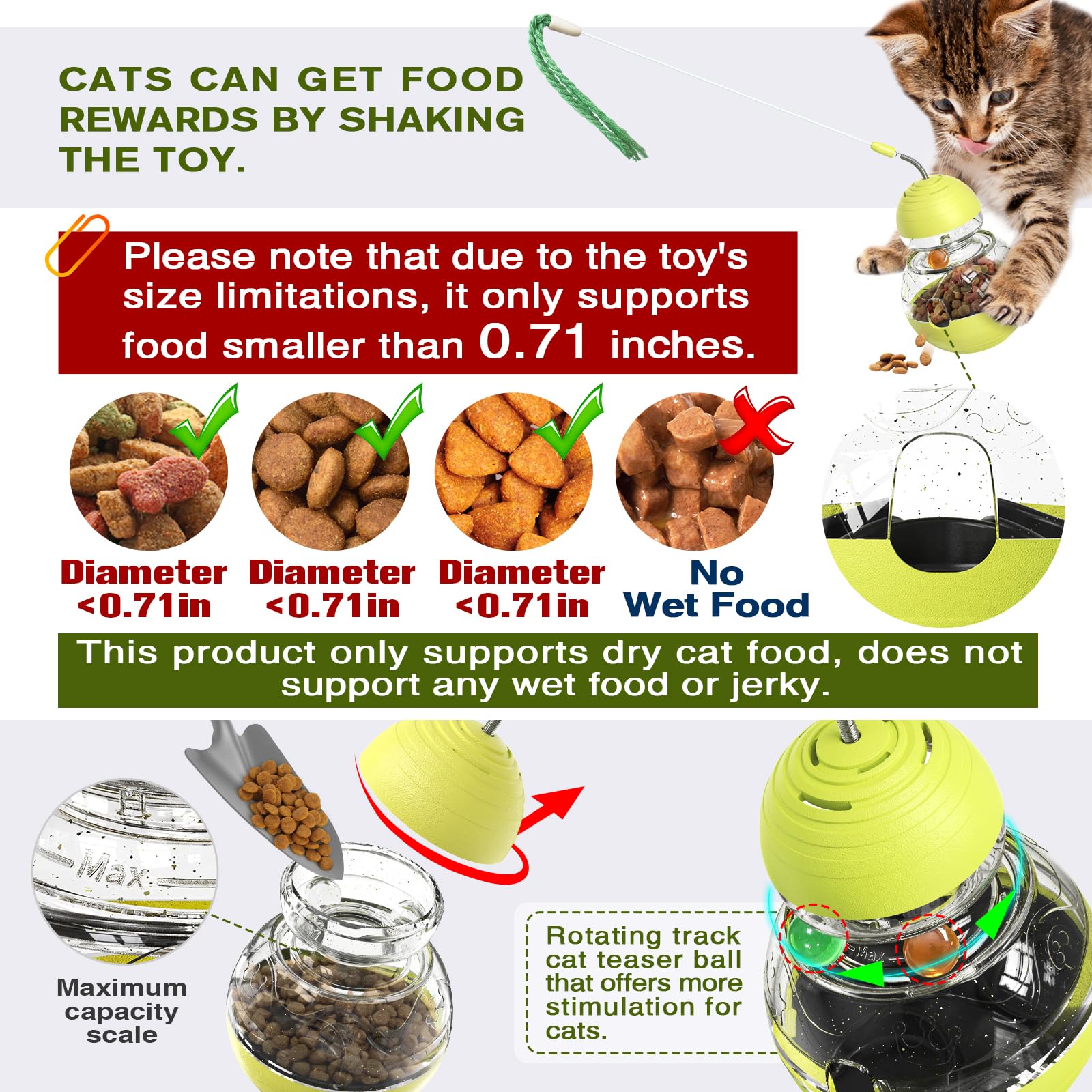 TLKNG cat toy ABS safe materials ensures durable, rounded design reduces scratches.