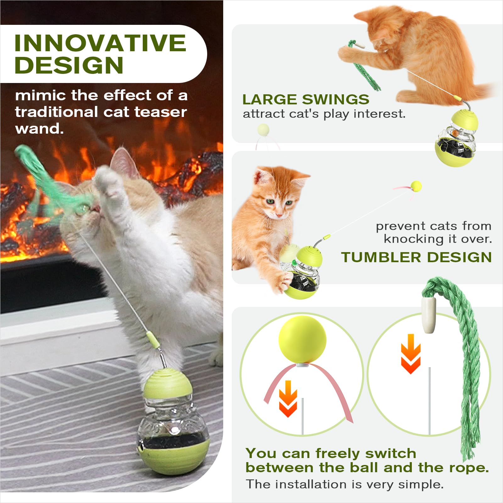 TLKNG cat toy slow-feeding function fosters patient play and energy expenditure.