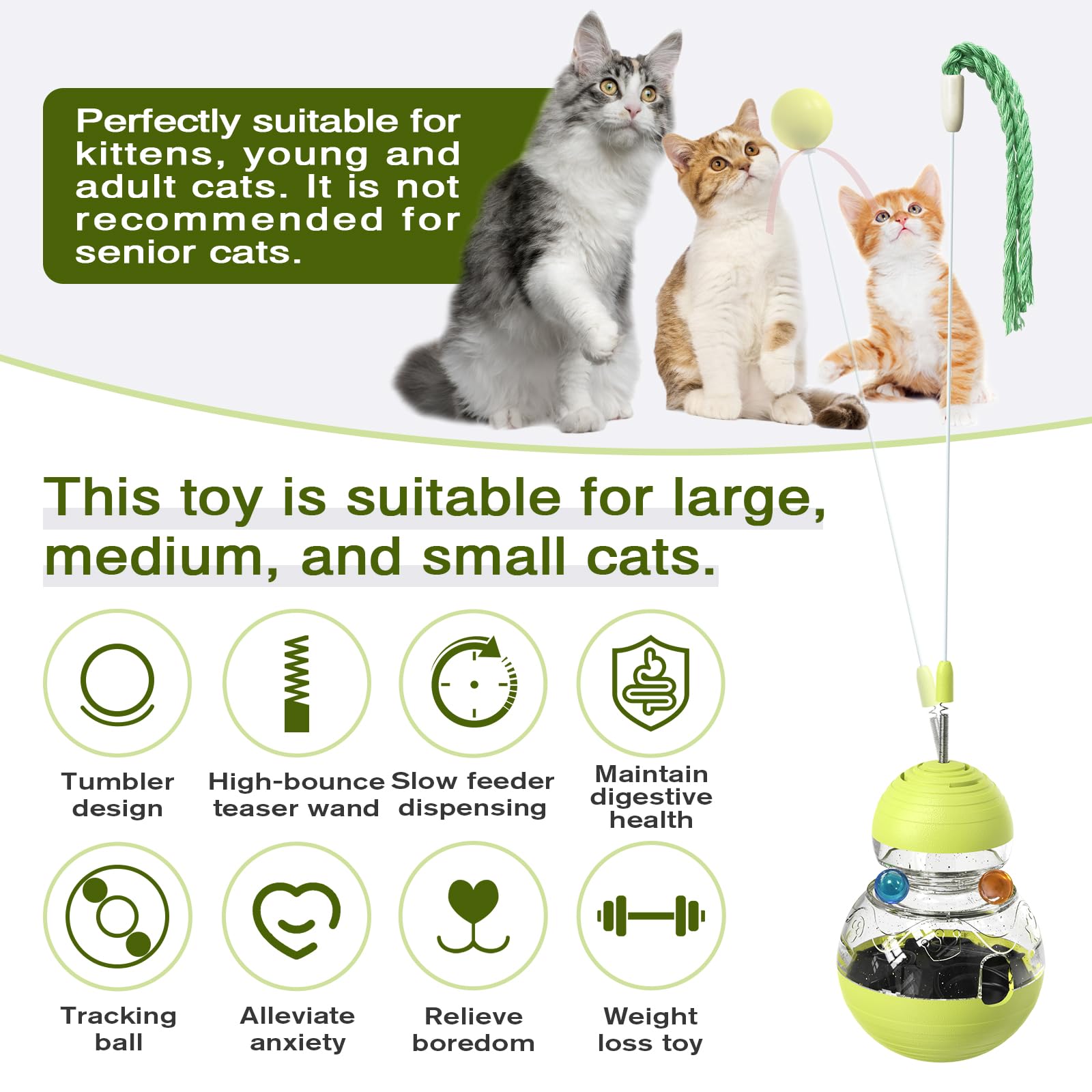 TLKNG cat toy wobble action captures attention and prevents boredom during indoor days.