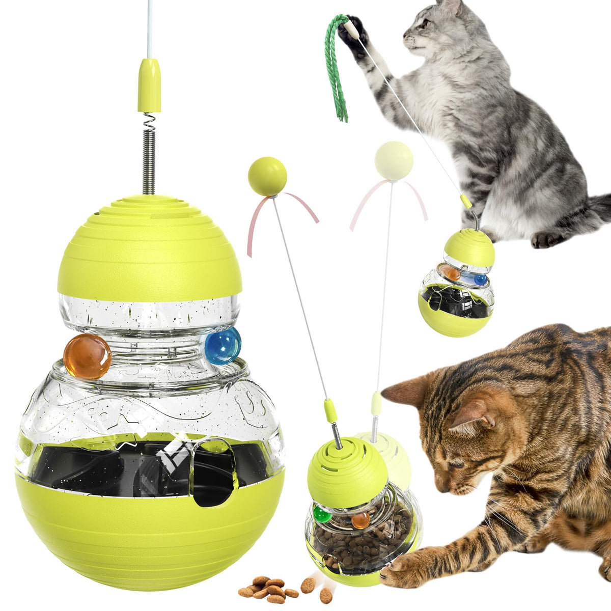 TLKNG cat toy top teaser wand with wobble ball drives interactive play and hunting instincts.