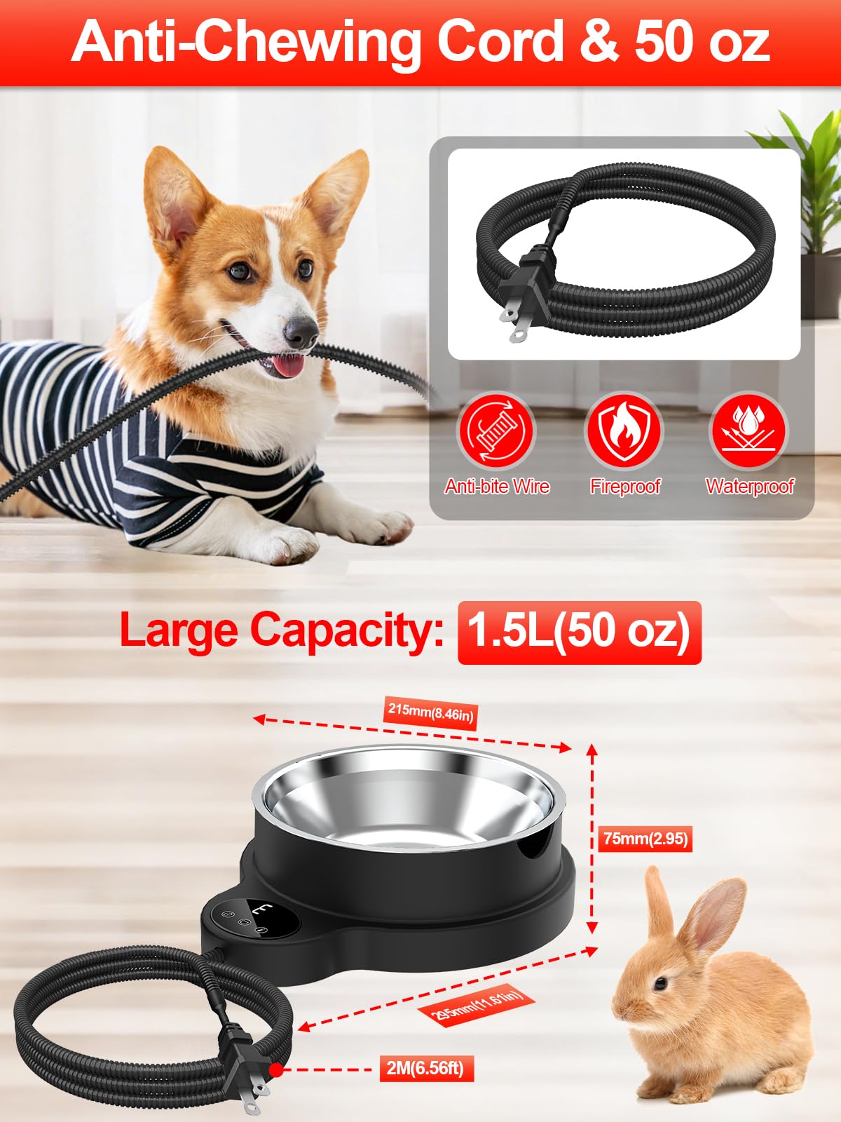TLXLT bite-proof cord image emphasizes pet safety during outdoor use
