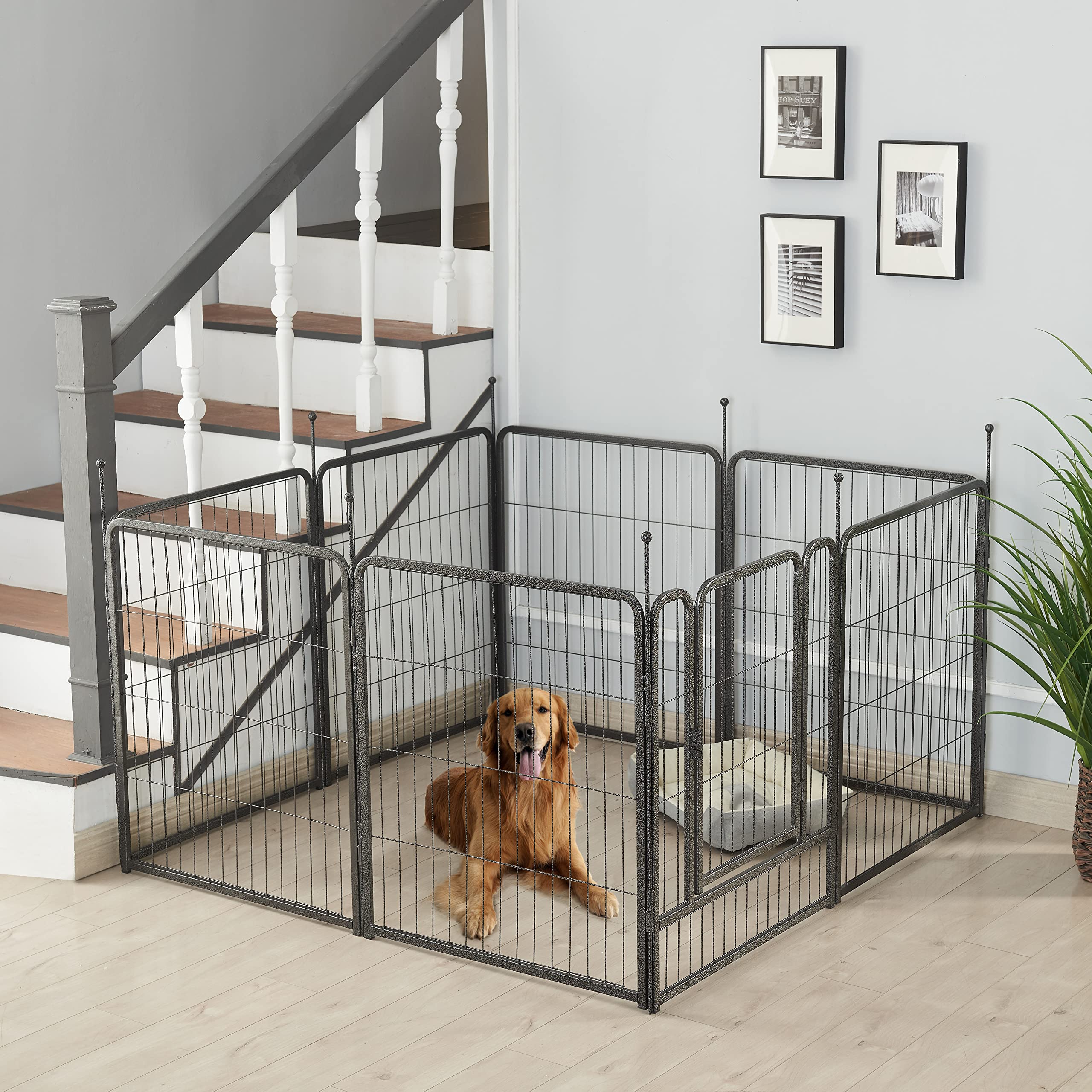TMEE dog playpen door lock design for secure entry and containment