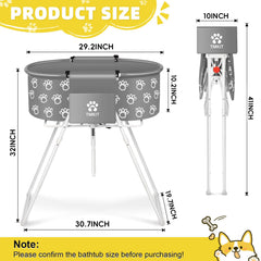 Tmkit elevated-height-32in view demonstrates easy, comfortable pet washing posture