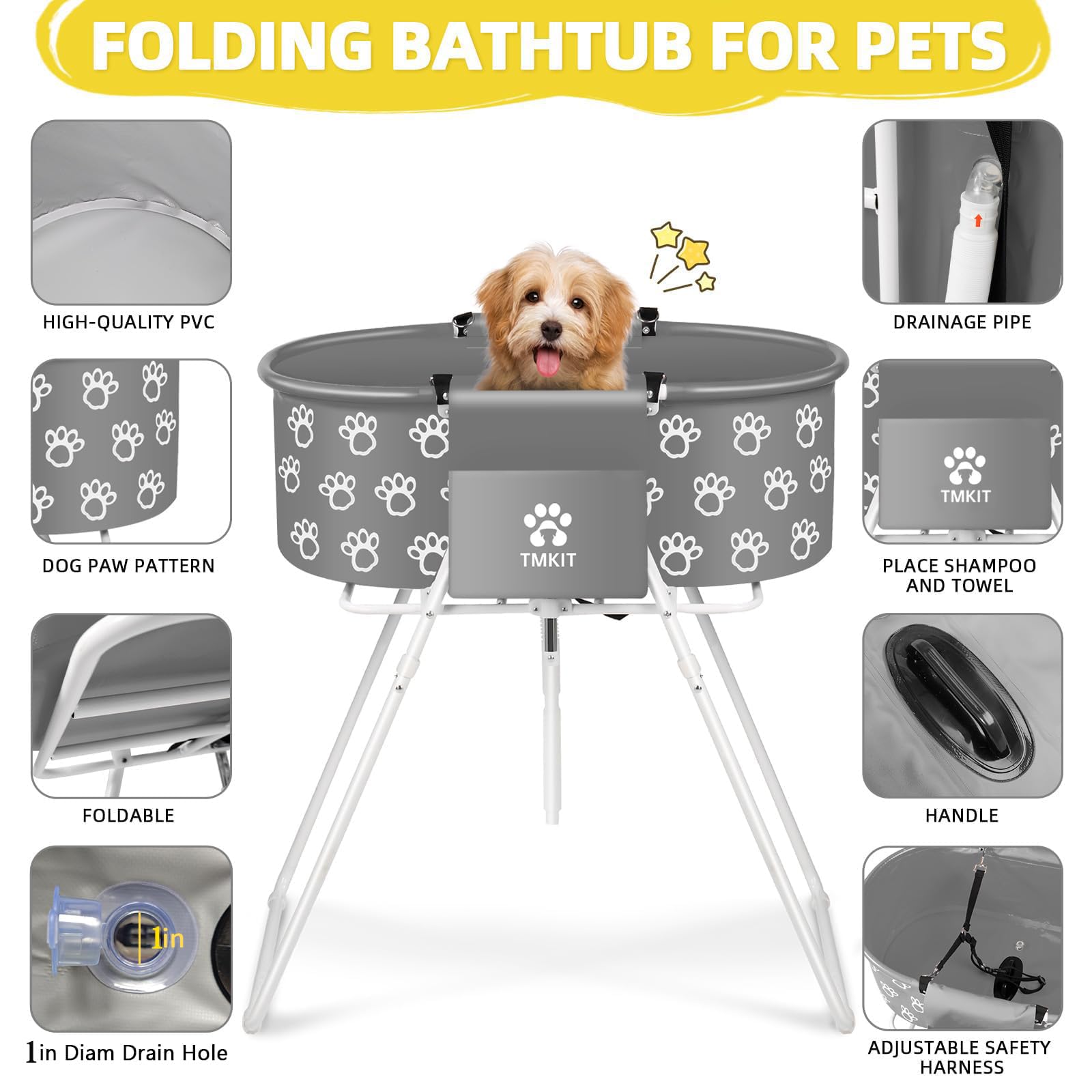 Tmkit safety-lock-button supports safe, stable bathing sessions