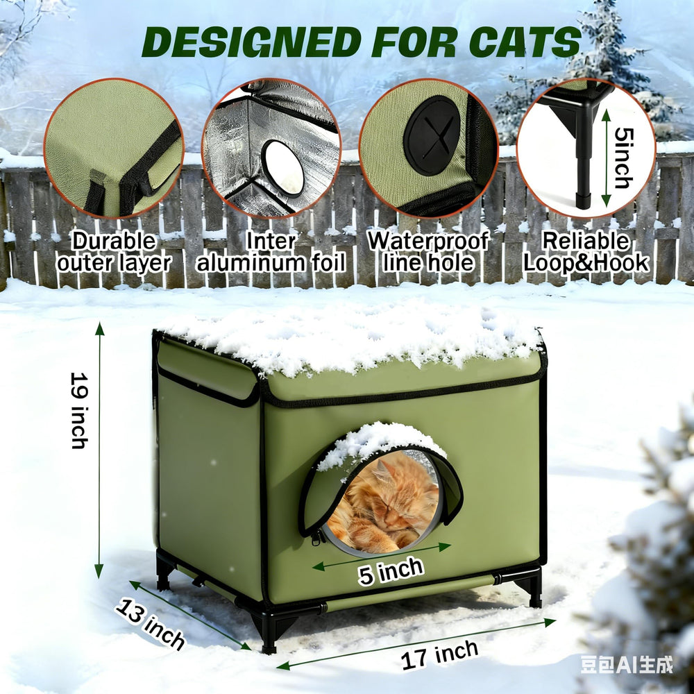 TNELTUEB cat-house-front-pvc-door highlights insulated entry for heat retention.