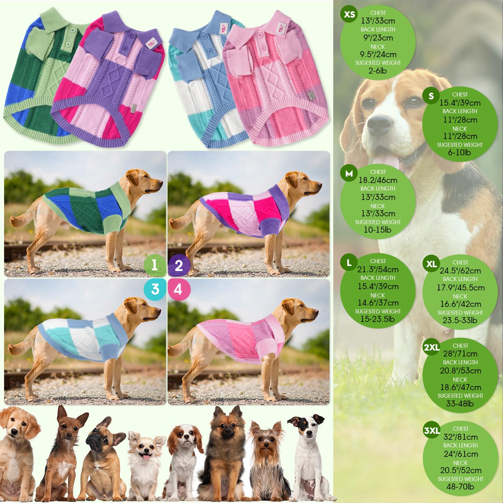 To a Turn pullover dog sweater color-hair pattern adds stylish appeal