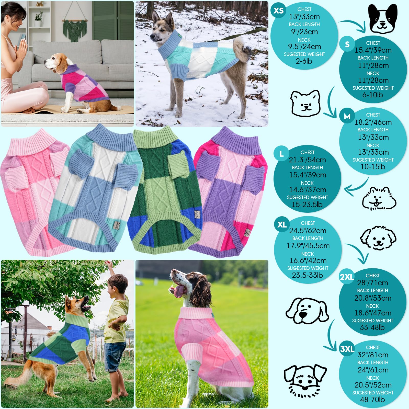 To A Turn turtleneck dog sweater blue group M daily wear for everyday warmth.