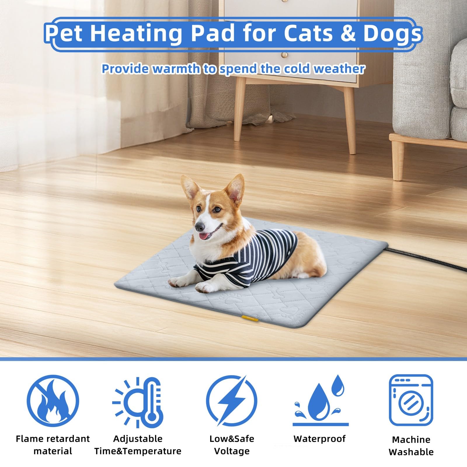 Toaspa Pet Heating Pad designed for indoor use with plush cover option.