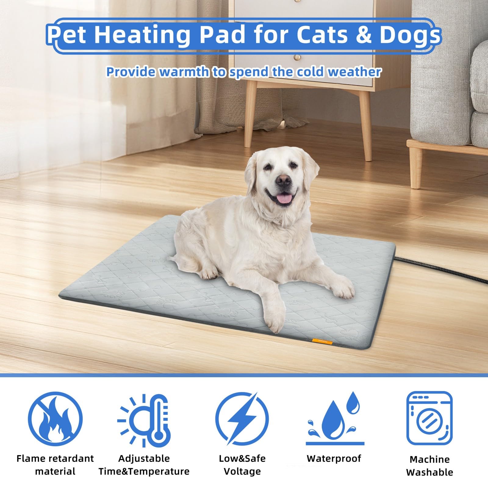 Toaspa pet heating pad edge with six-level temperature showing versatile warmth options