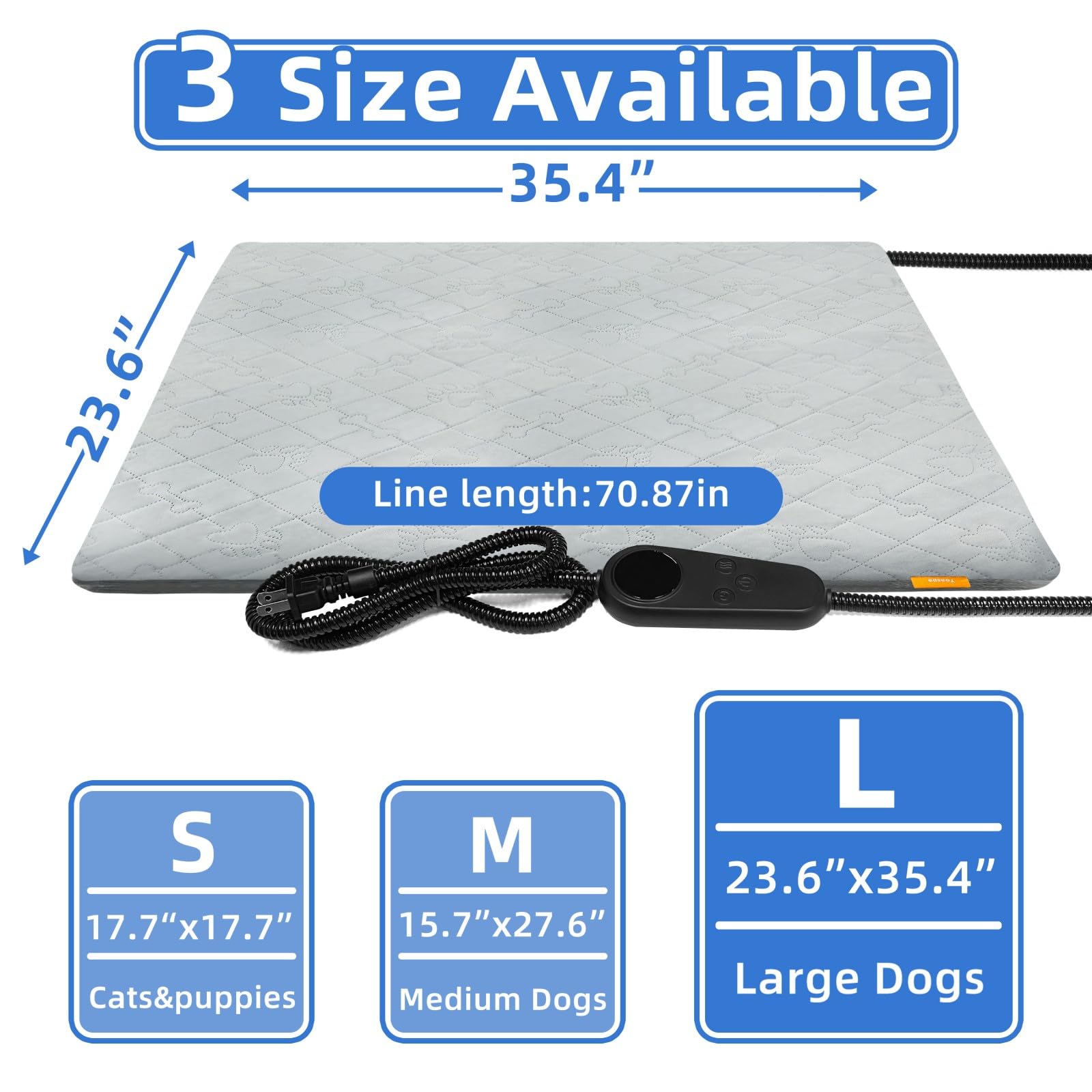 Toaspa pet heating pad thermal controller close-up highlighting adjustable temperature for tailored comfort