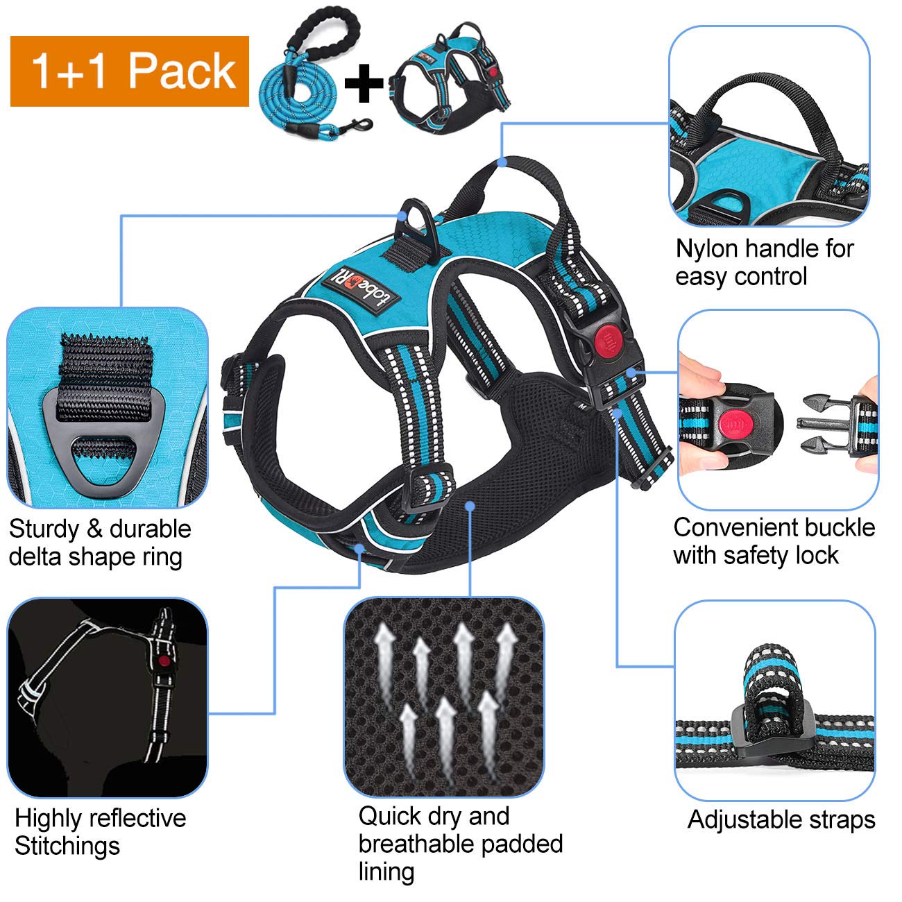 tobeDRI durable nylon oxford material harness designed for daily use