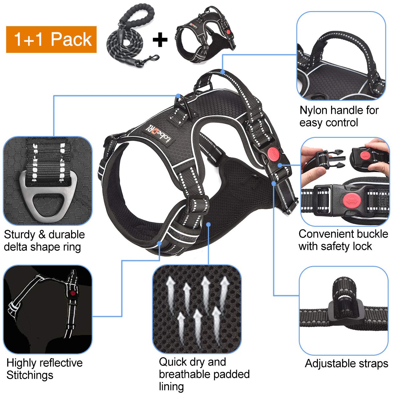 tobeDRI durable nylon-oxford harness shows sturdy construction and long-lasting daily use