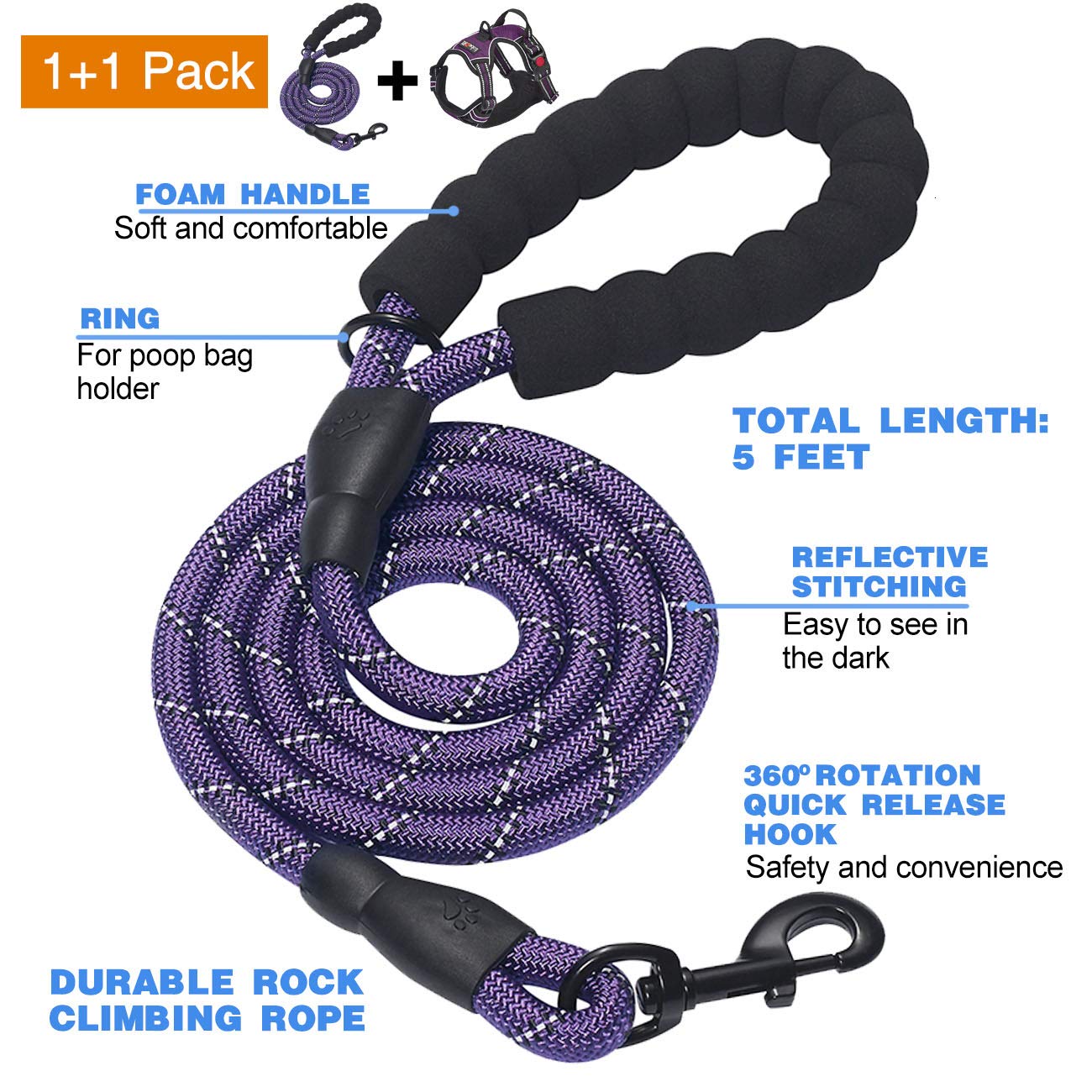 tobeDRI adjustable harness back-clip for secure, relaxed walks