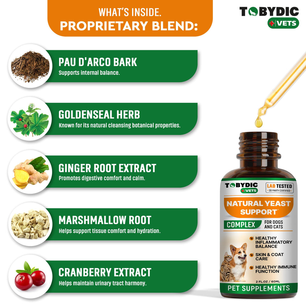 TOBYDIC herbal ingredients closeup highlights natural botanicals for relief