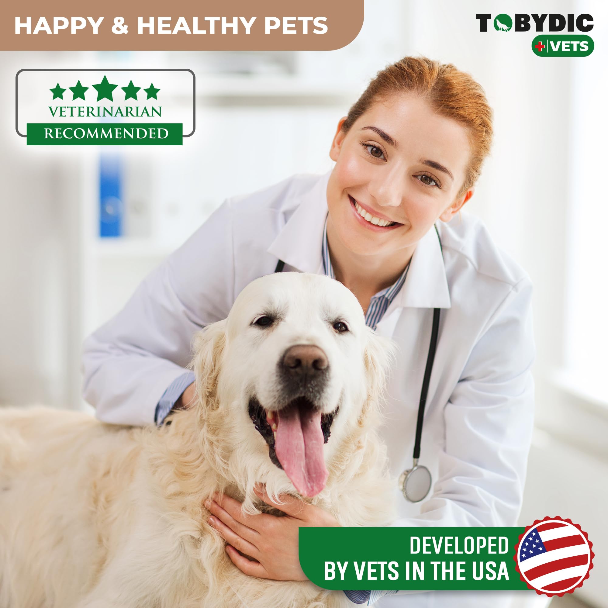 TOBYDIC bottle and home-use scene shows pet-friendly care