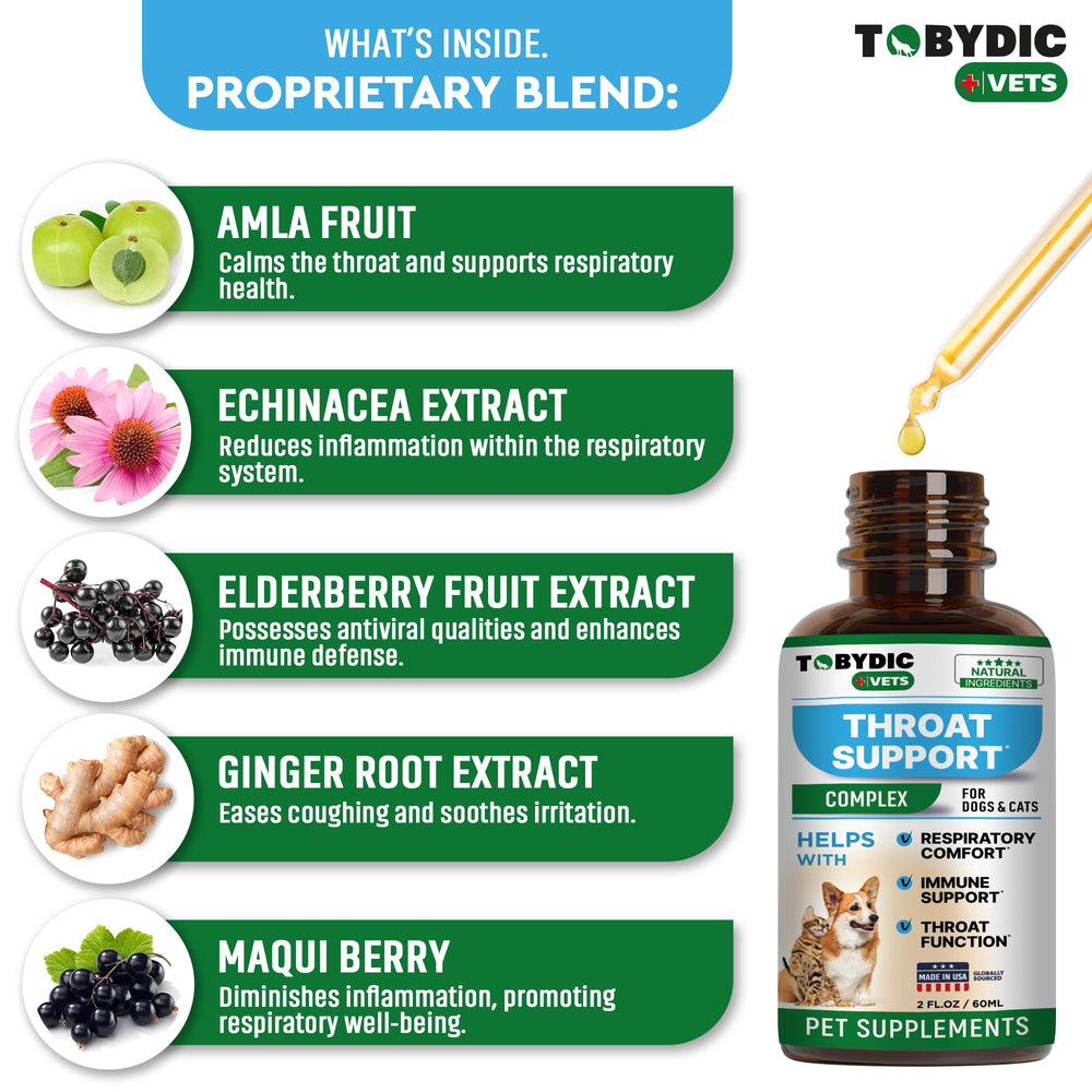 TOBYDIC drops used by a pet owner for dog or cat respiratory support.