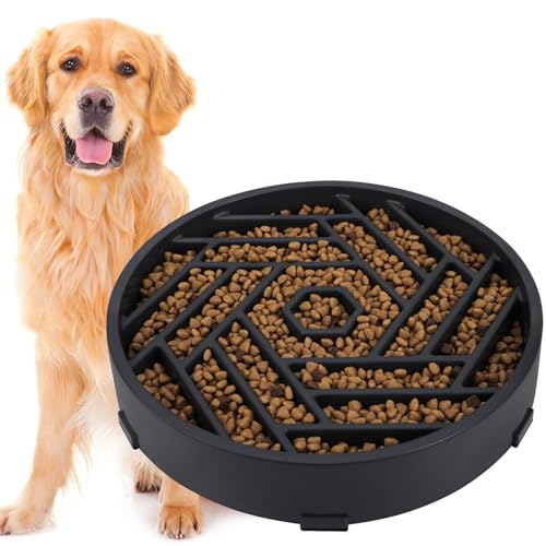 TOBYTO slow feeder bowl with labyrinth design slows eating for larger dogs.