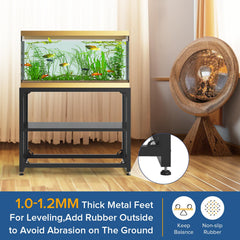TOCRETOARE fish tank stand dimensions label helps plan exact room fit.