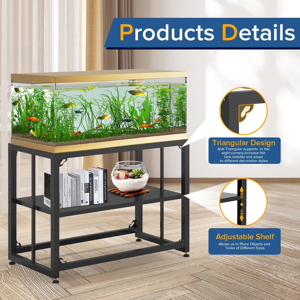 TOCRETOARE fish tank stand top view highlights compact footprint for space-saving setups.