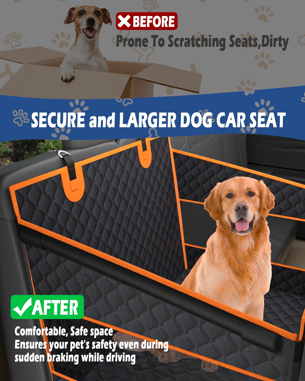Toffos dog car seat acts as an extra stable backseat extender for larger dogs.