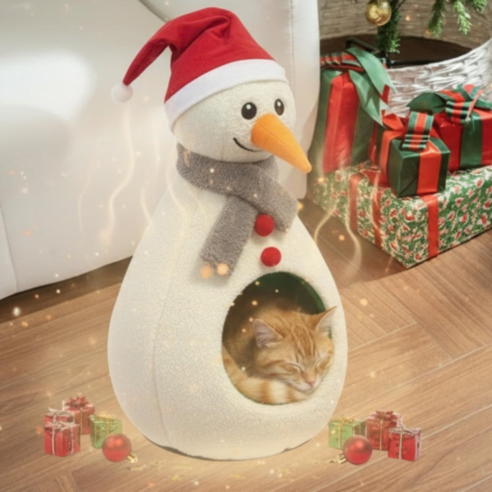 TOGETHERTOYO Christmas Cat Bed size M label emphasizes compact cat-friendly footprint