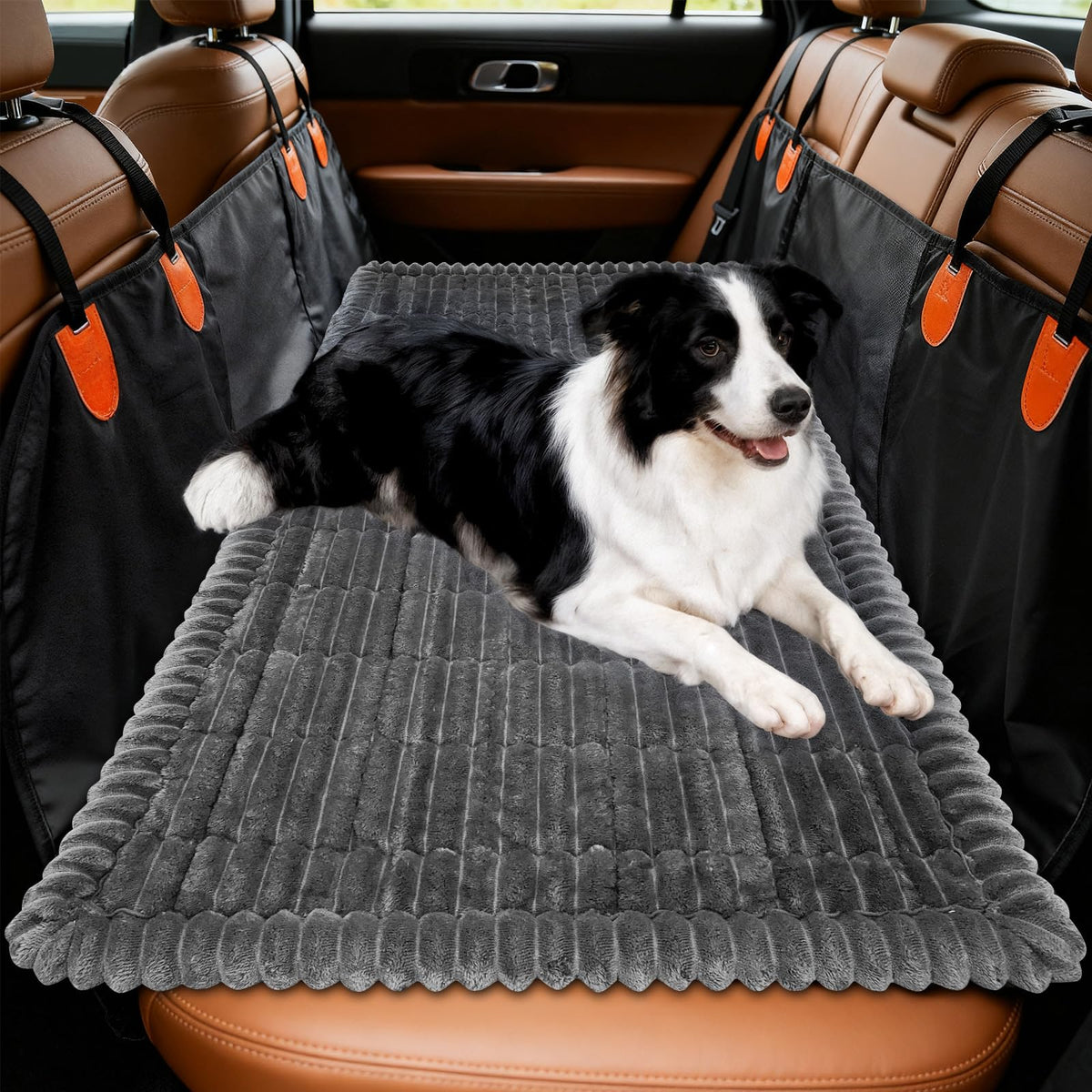 tokameiu dog-seat-cover soft-flannel-gray for plush comfort during rides
