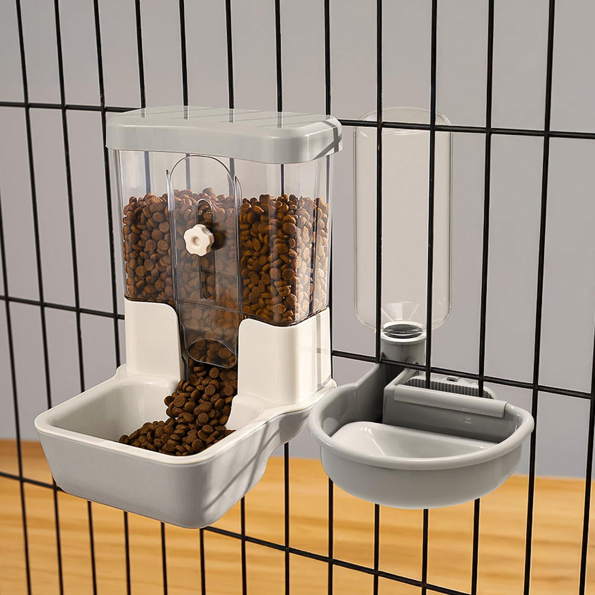 Tokayife automatic pet food dispenser front view with clear feed chamber for easy level checks.