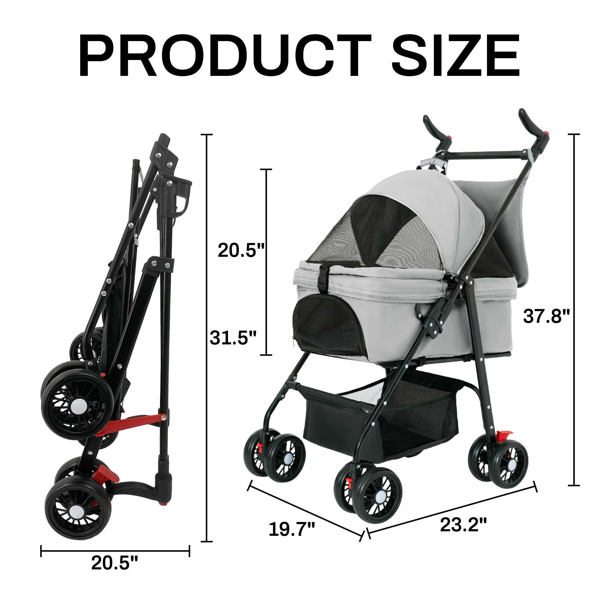 Tokenkuko pet stroller 3-in-1 design with carrier and car seat for versatility.