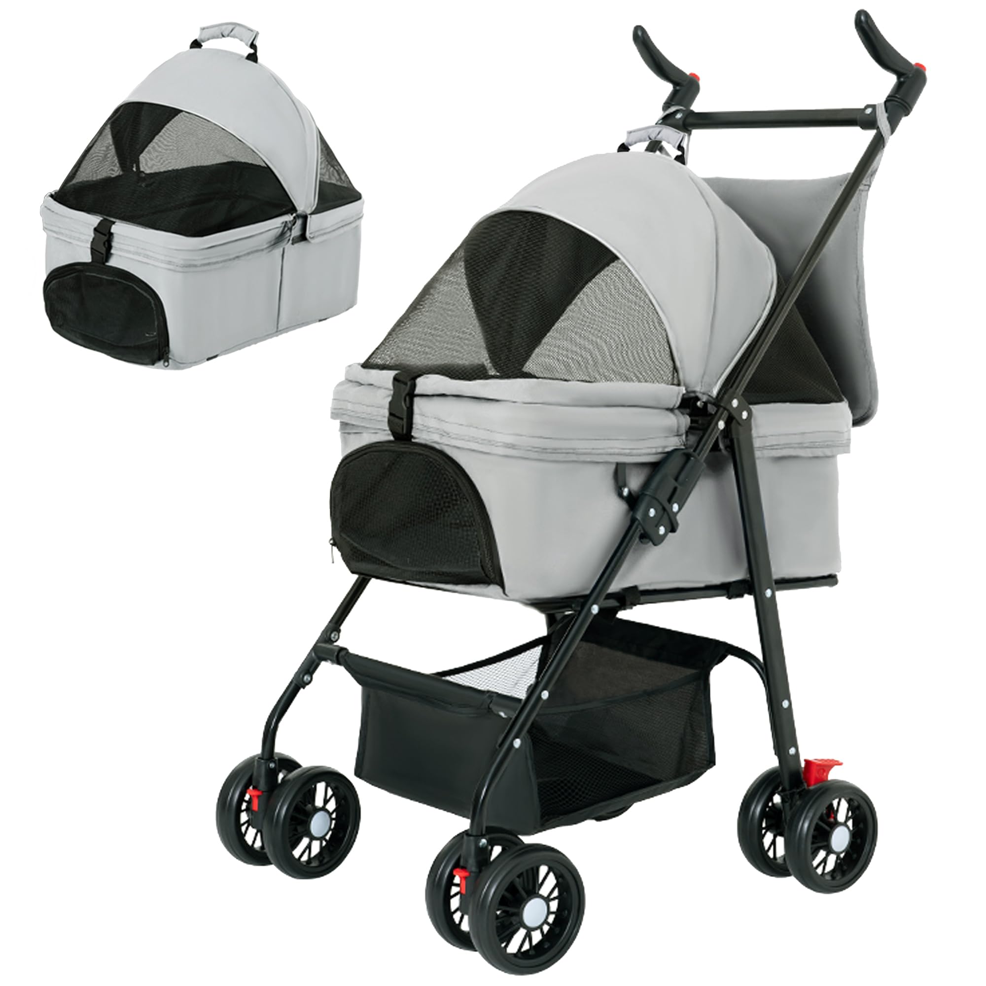 Tokenkuko pet stroller folding compact for easy transport and storage during outings.