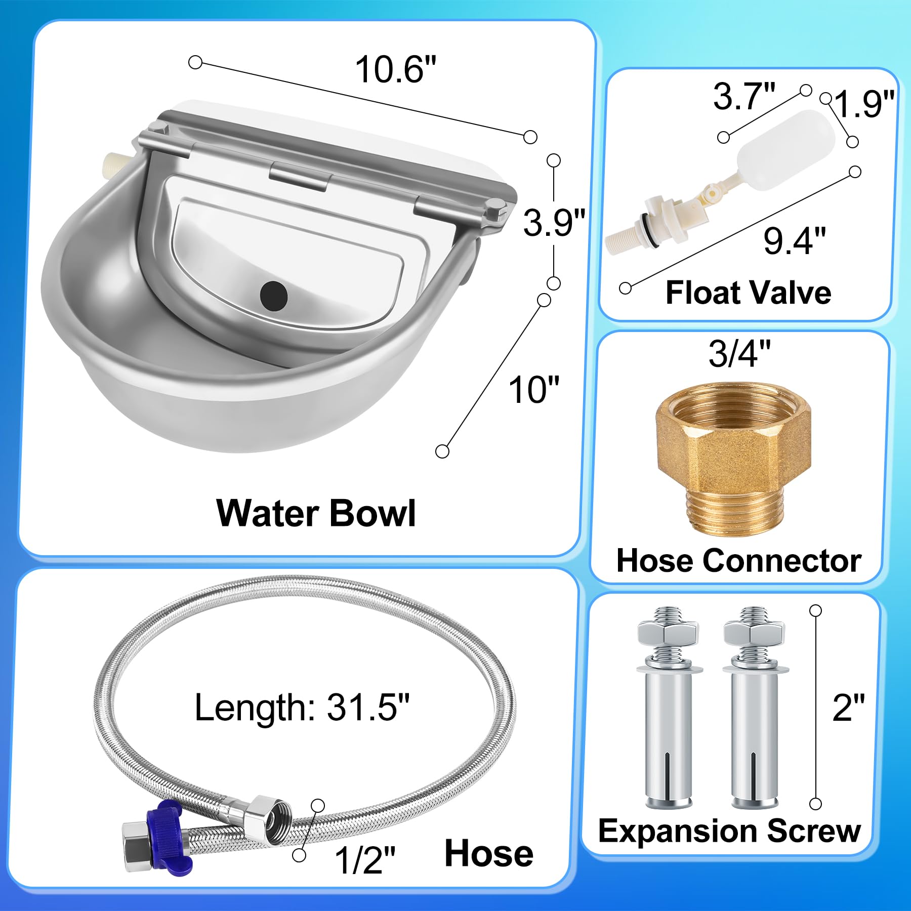 ToLanbbt water bowl with float valve demonstrates automatic refilling and a steady water level.