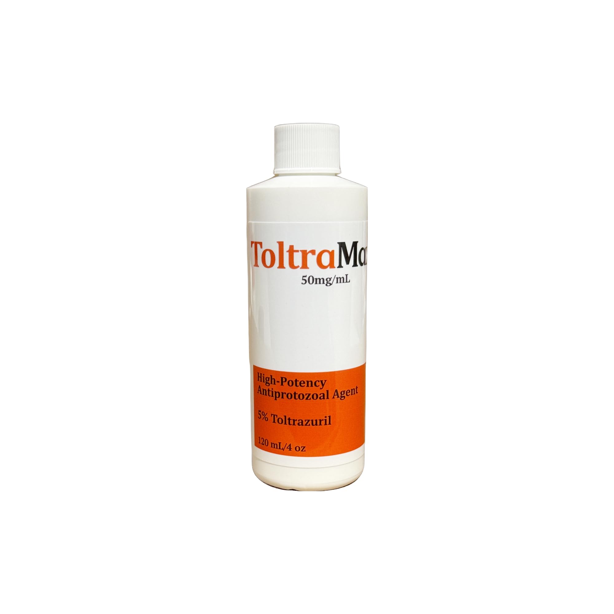 ToltraMax Toltrazuril 5pct bottle: easy-to-dose suspension for horses, dogs, and cats.