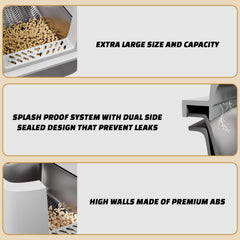 Tom & Sora Creations stainless steel sifting litter box enclosed variant suitable for privacy and quiet spaces