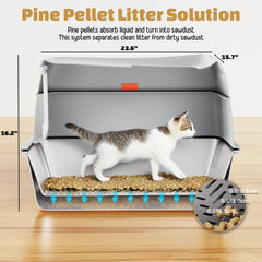 Tom & Sora Creations stainless steel sifting litter box open top shows easy access for kittens and seniors
