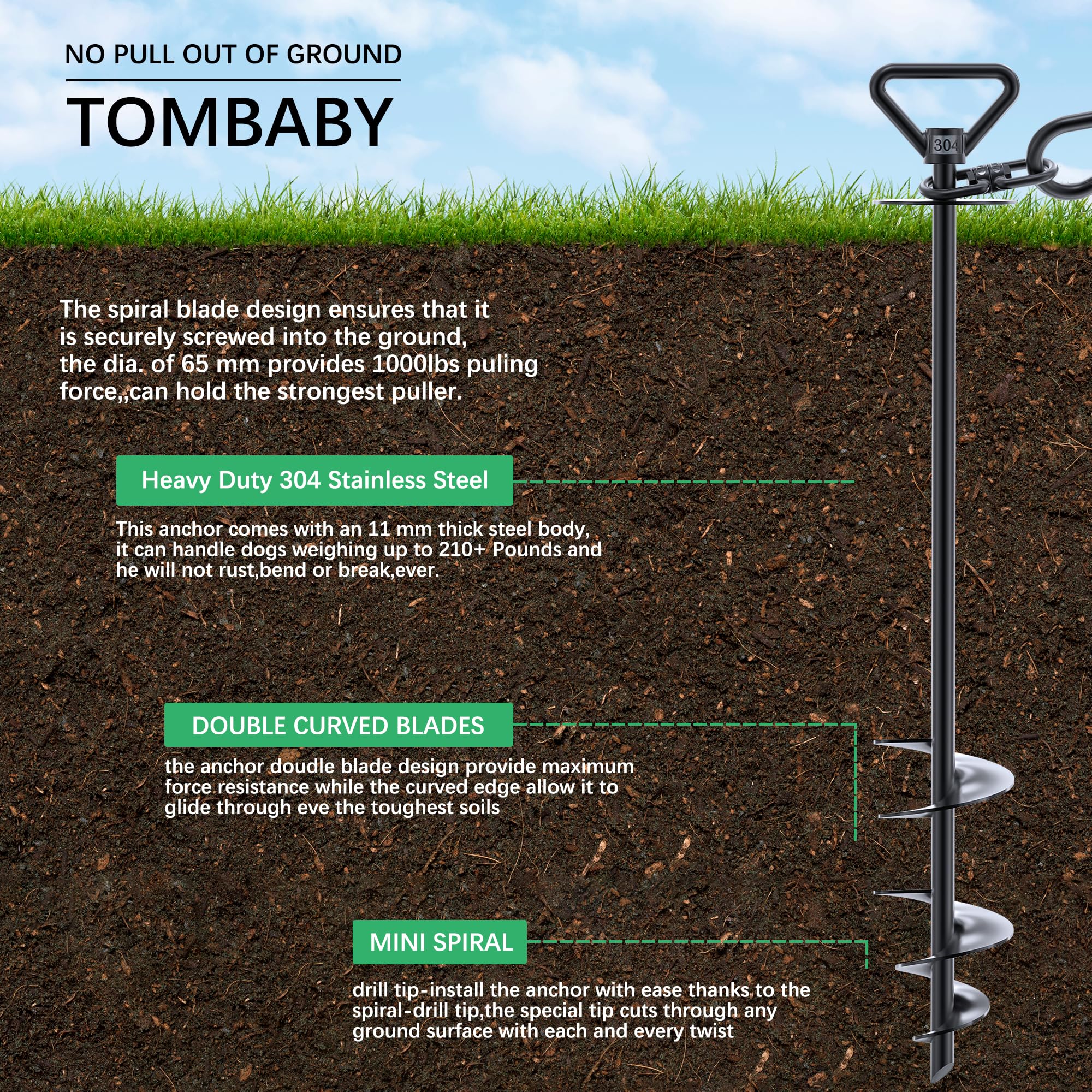 TOMBABY anti-tangle design keeps the cable neat during outdoor use.
