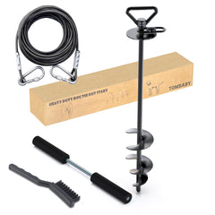 TOMBABY dog tie out stake with 360° swivel enables safe yard roaming.