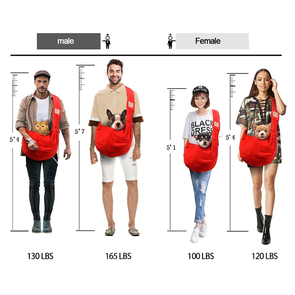TOMKAS 3-10lbs dog sling red with durable fabric for daily use.
