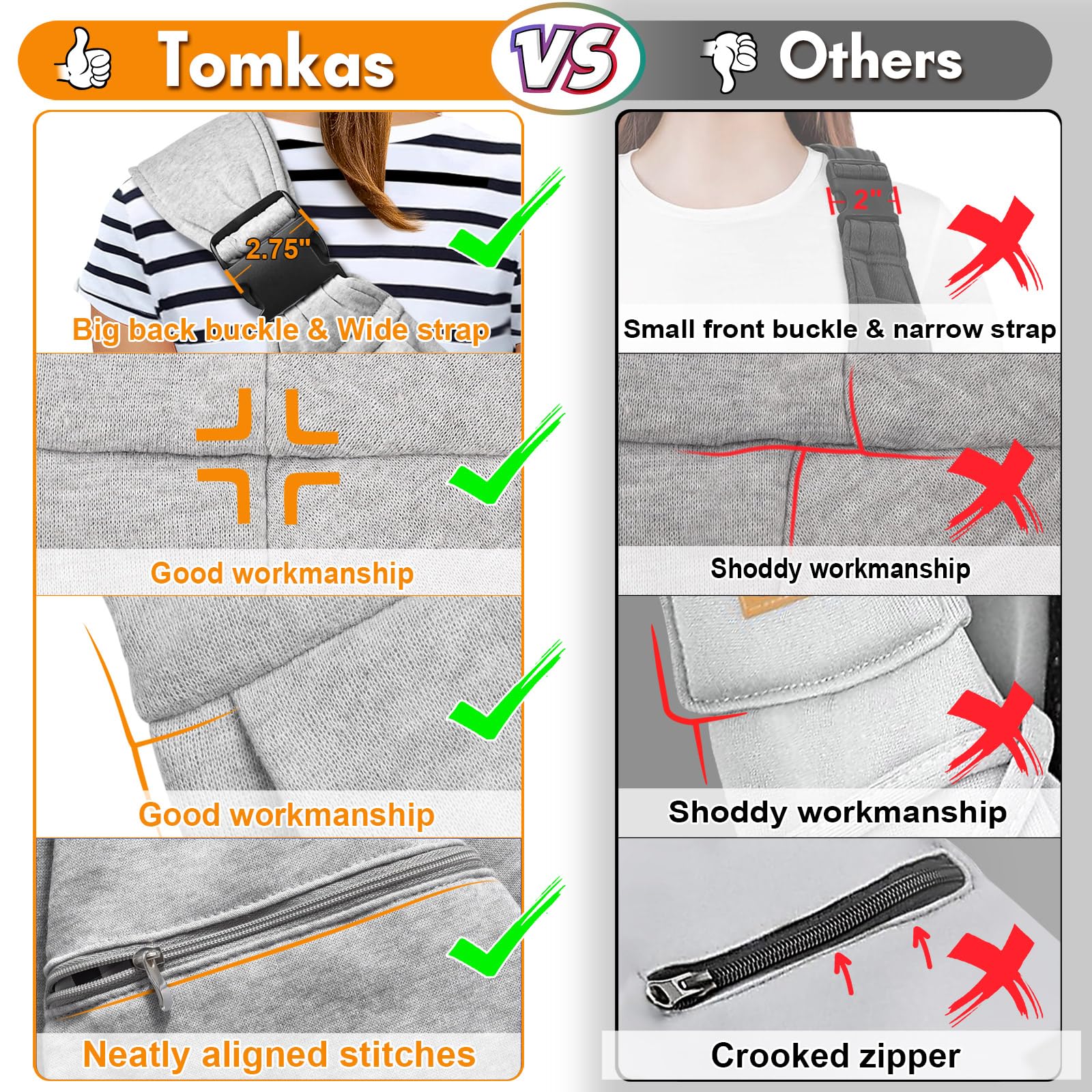 TOMKAS dog sling adjustable shoulder strap adapts for family use