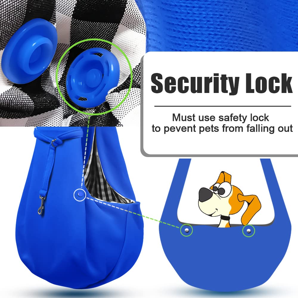 Tomkas dog sling demonstrates a comfortable fit for small dogs inside the carrier.