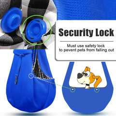 Tomkas dog sling demonstrates a comfortable fit for small dogs inside the carrier.
