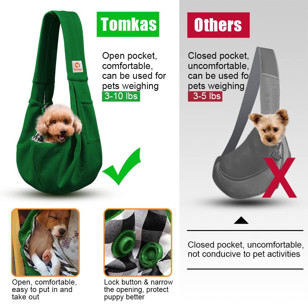 Tomkas dog sling easy-clean design helps keep pets and gear tidy.
