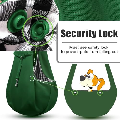 Tomkas dog sling emerald green dog-inside design keeps your tiny companion cozy.